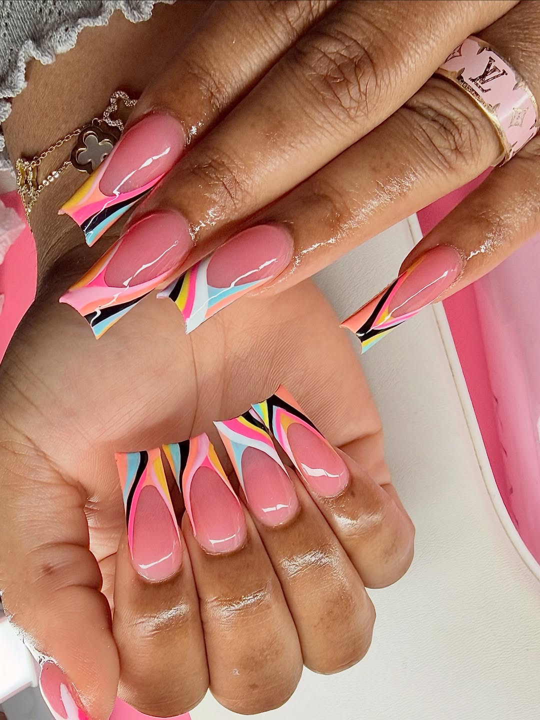 Retro Swirl Colorful Nails