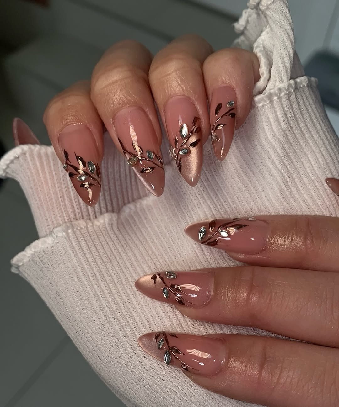 Rose Gold Vines and Crystal Gems