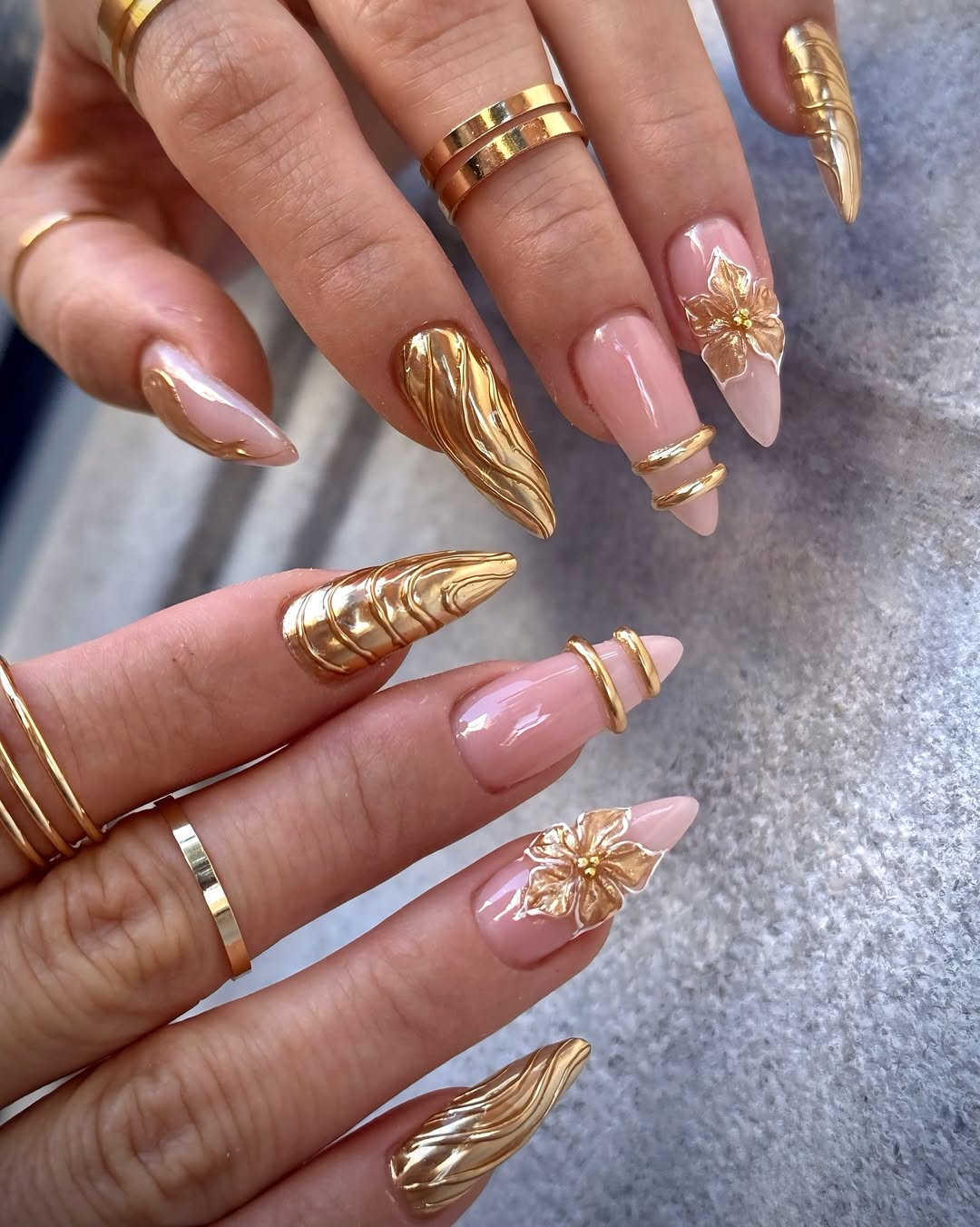 Sculptural Gold and 3D Floral Finishes