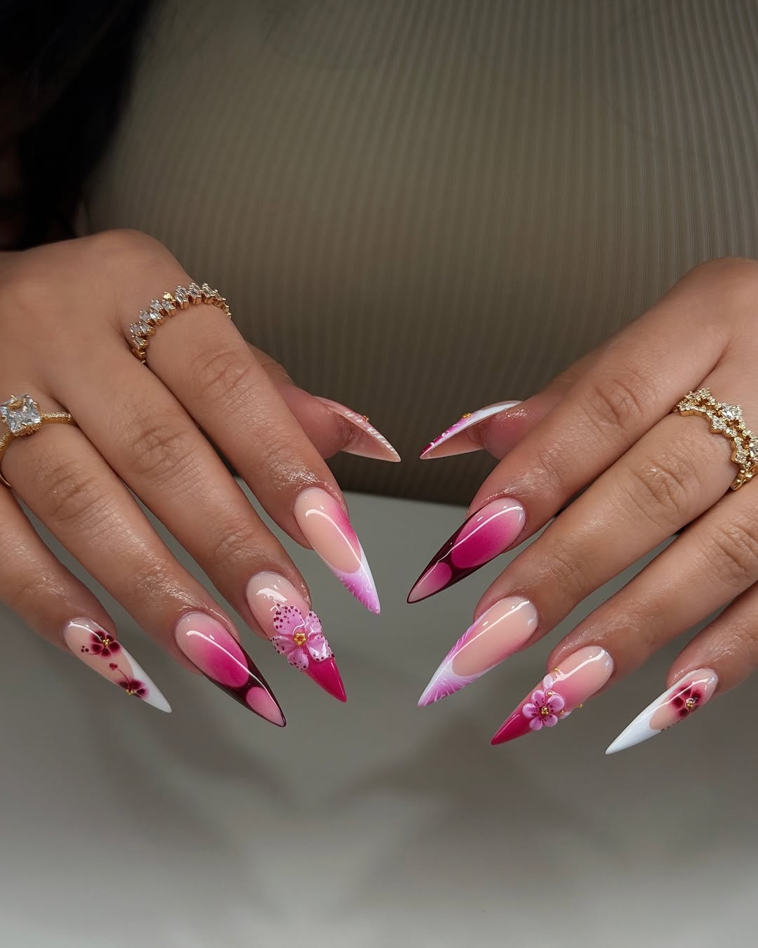 Sharp Fuchsia Floral Tips