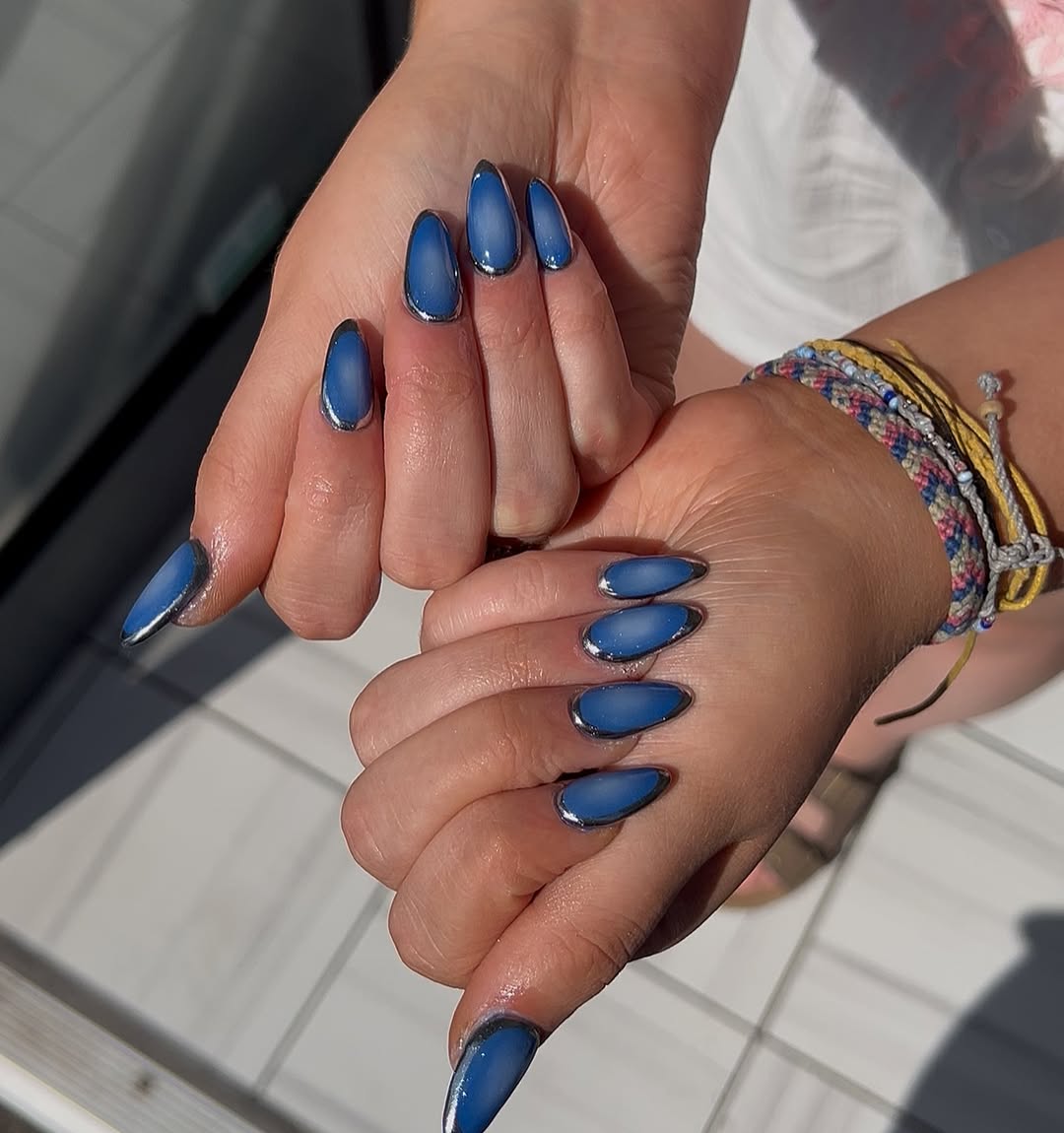 Slate Blue With Silver Chrome Borders