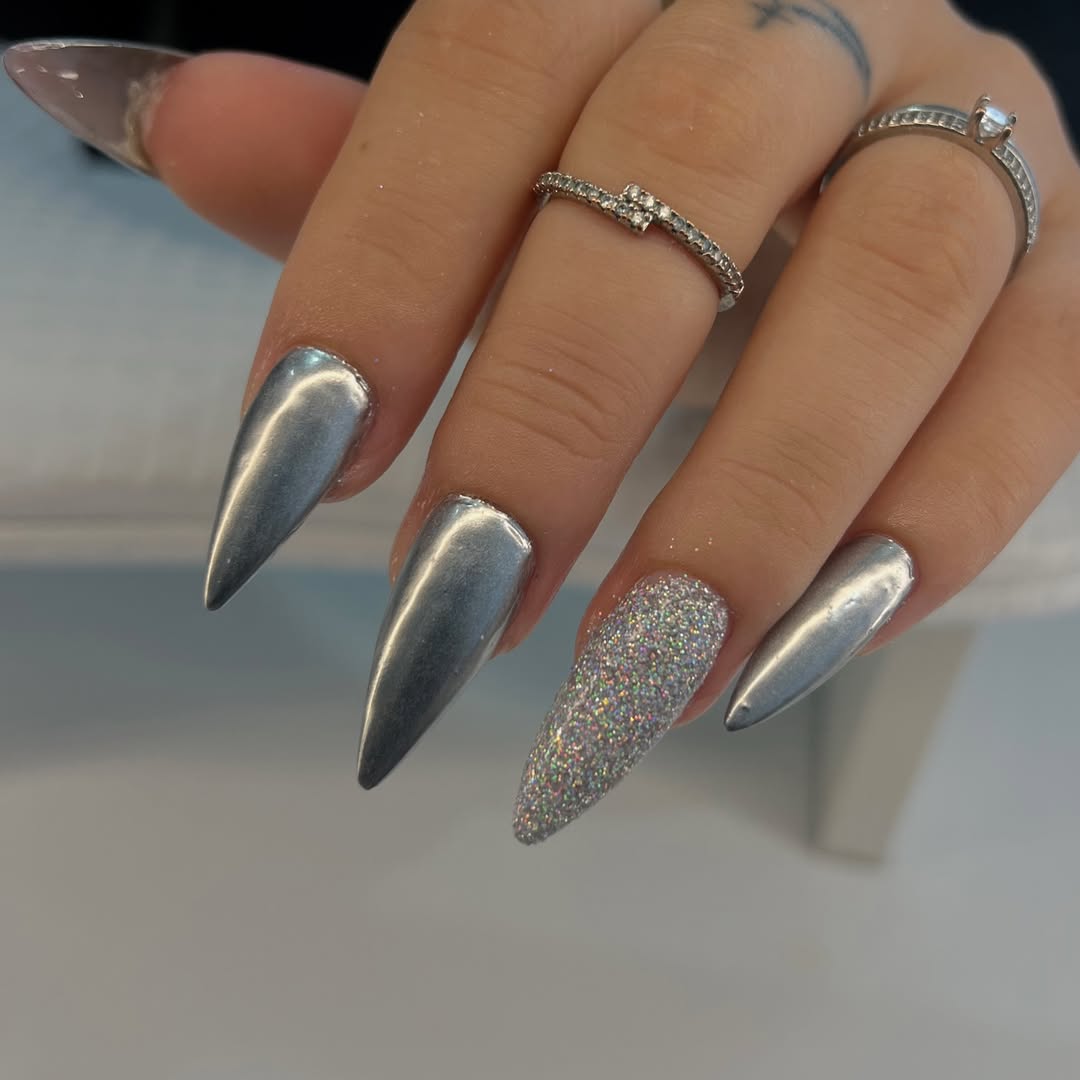 Solid Chrome With Glitter Accent