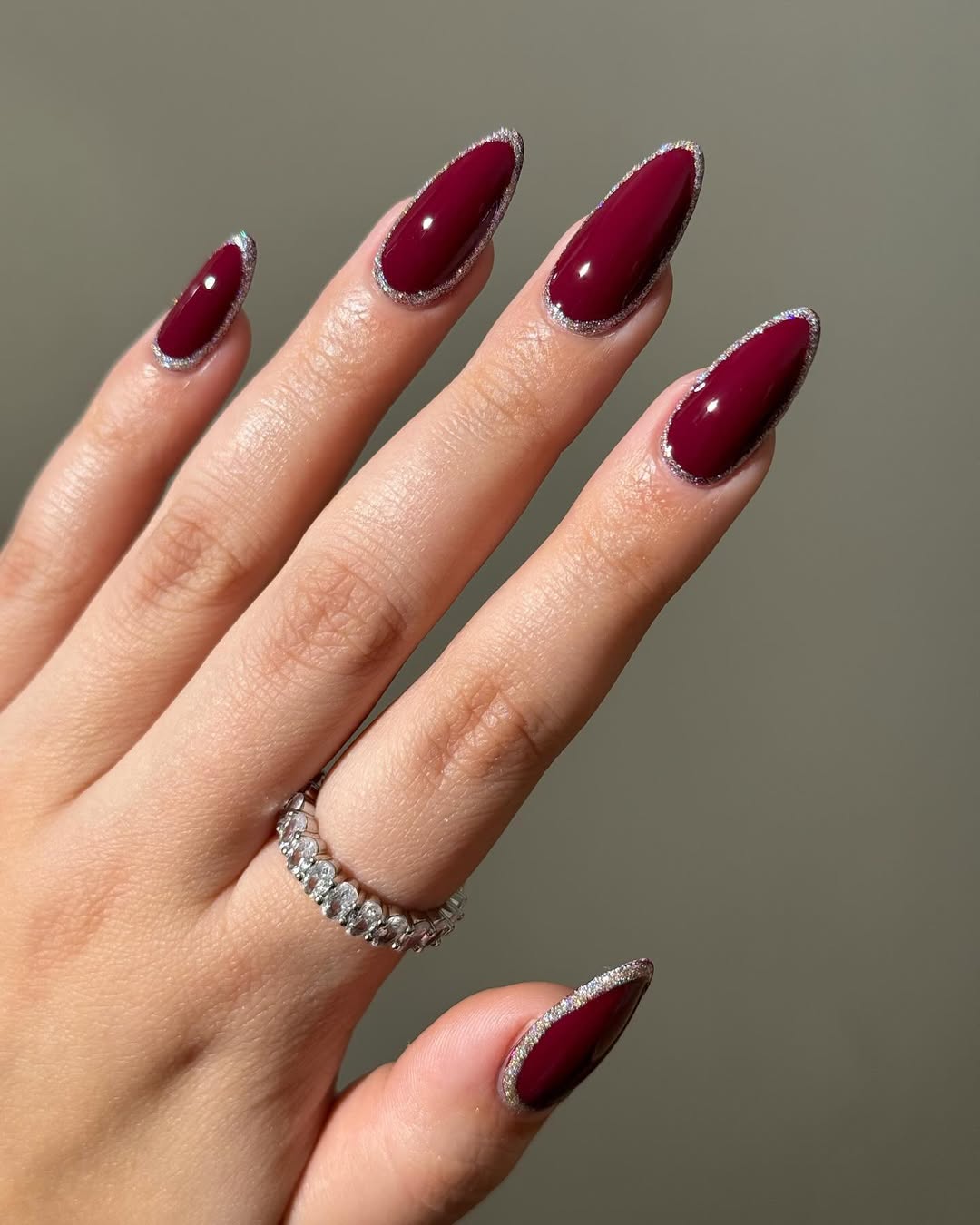 Sparkling Maroon Almond Outline