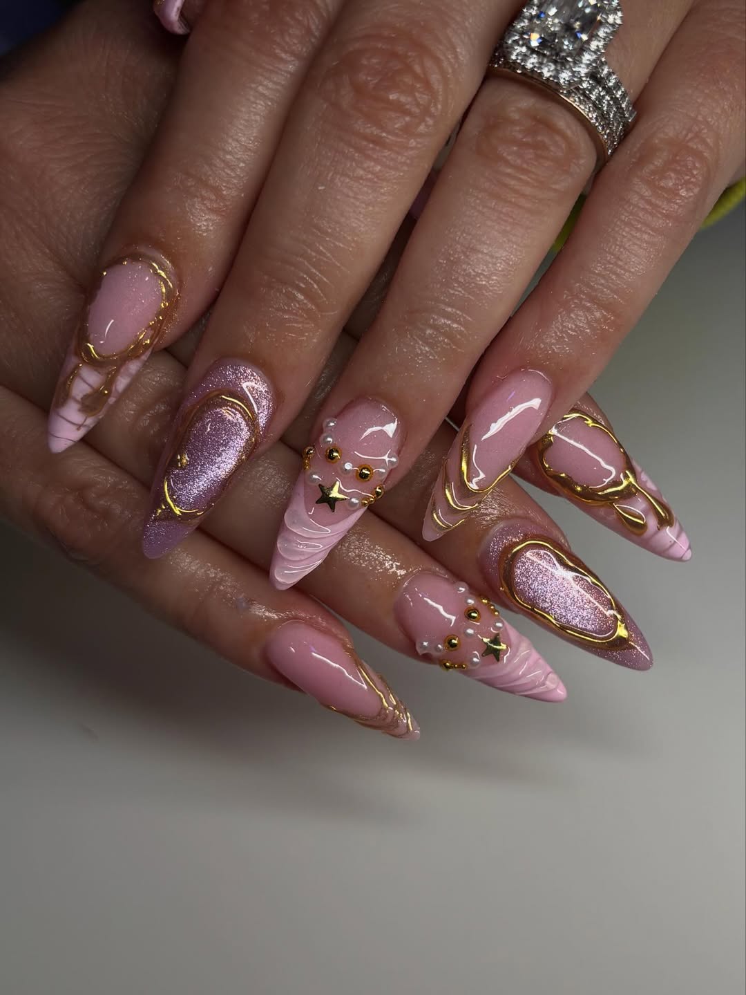 Textured Blush and Metallic Gold