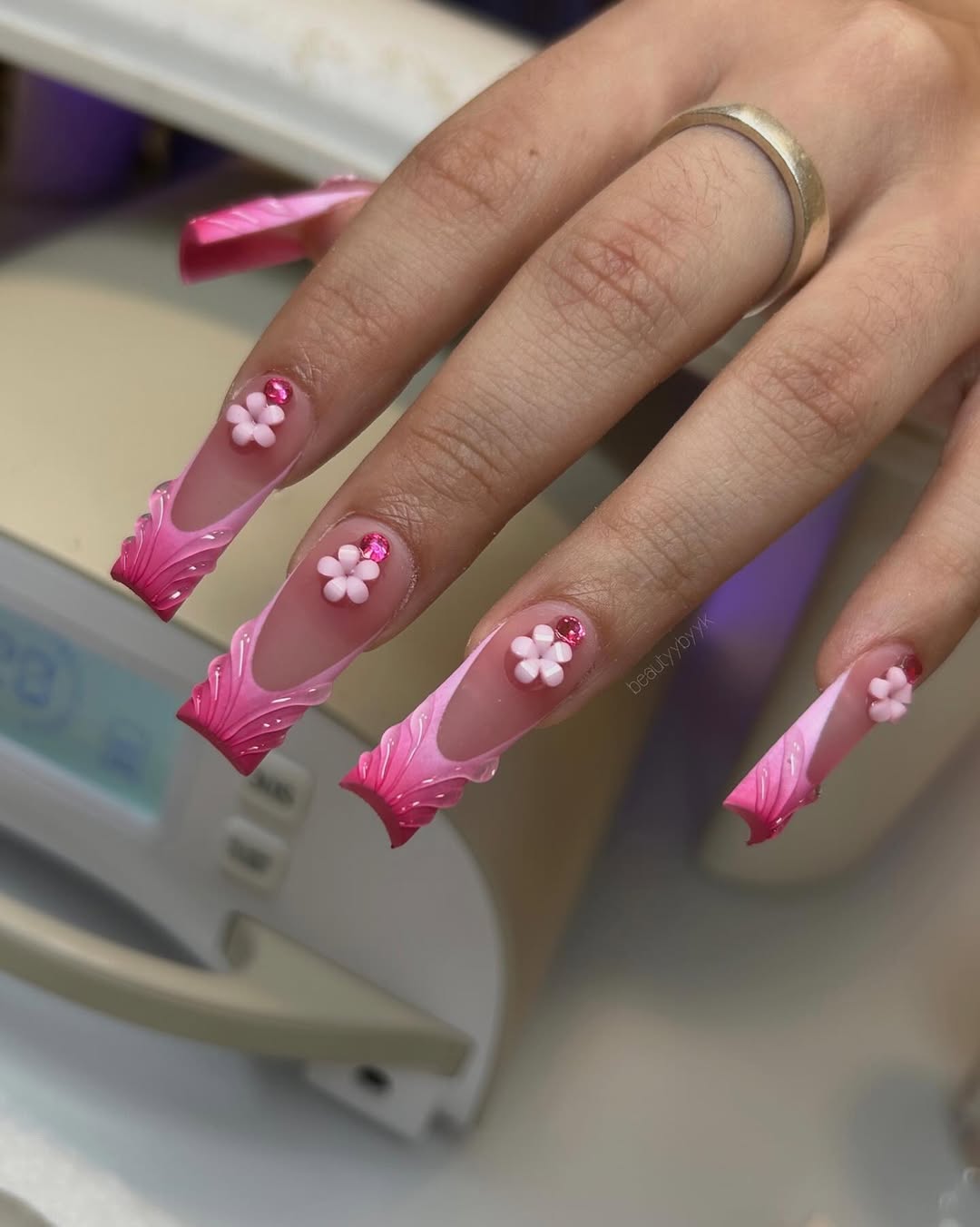 Textured French Tips and Charms
