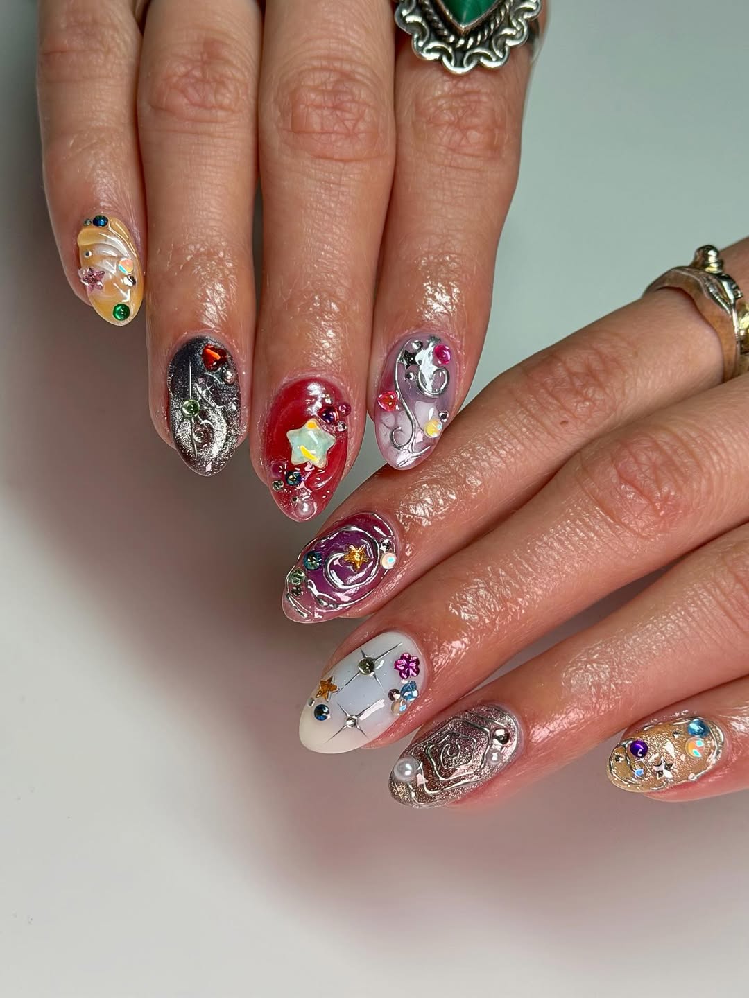 Textured Gemstone Manicure