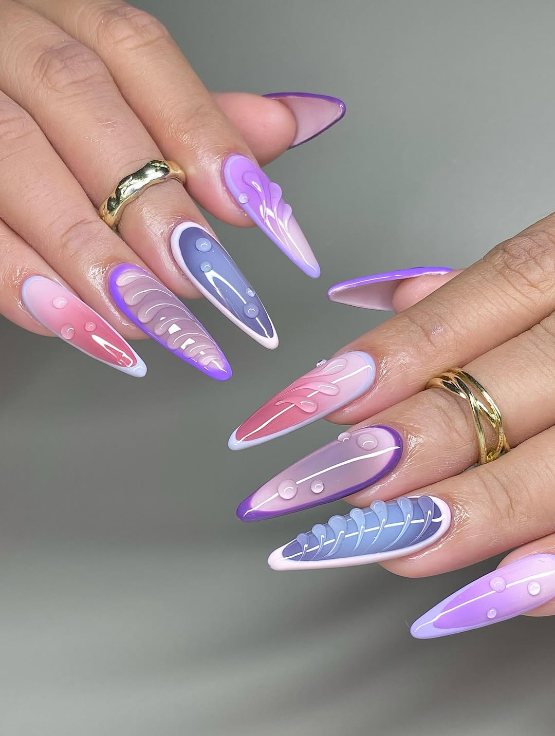 Textured Gradient Stiletto Nails