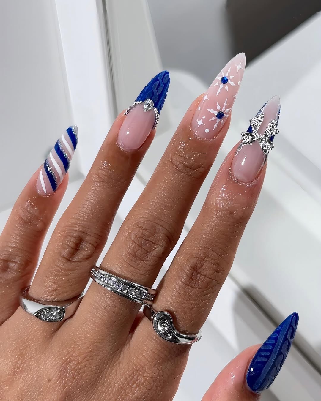 Textured Knit and Crystal Bows