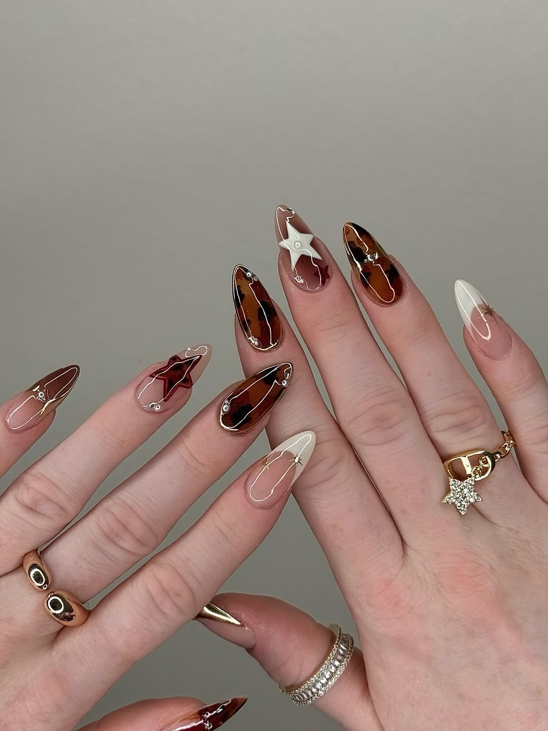 Tortoiseshell and Star Pointed Nails