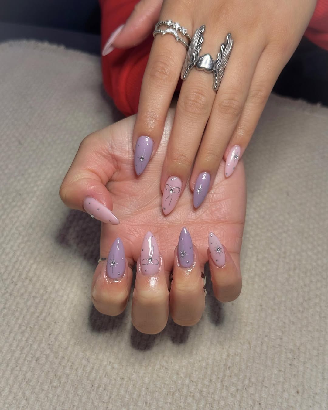 Two Tone Almond with Bows
