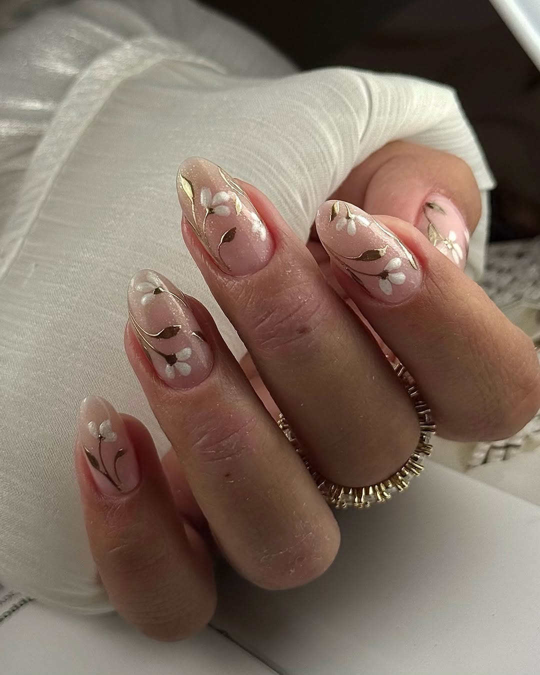 White Florals and Gold Stems