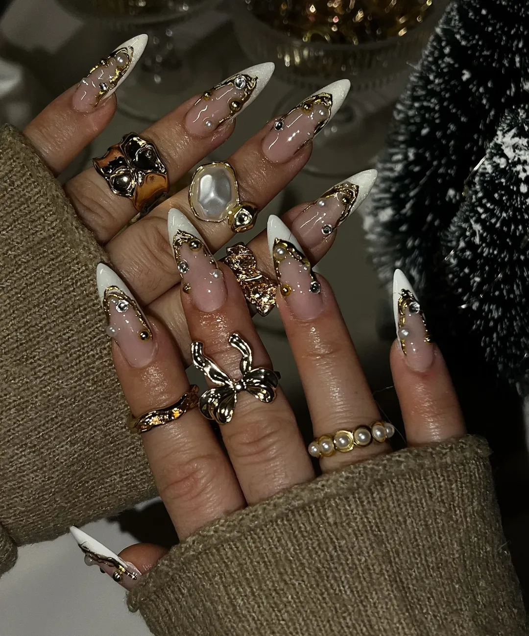 White Tips with Gold Details