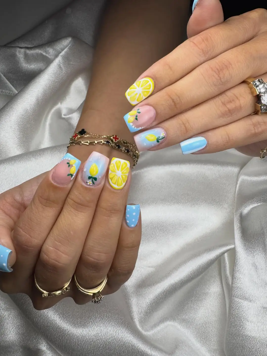 Yellow Lemons and Blue Polka Dots