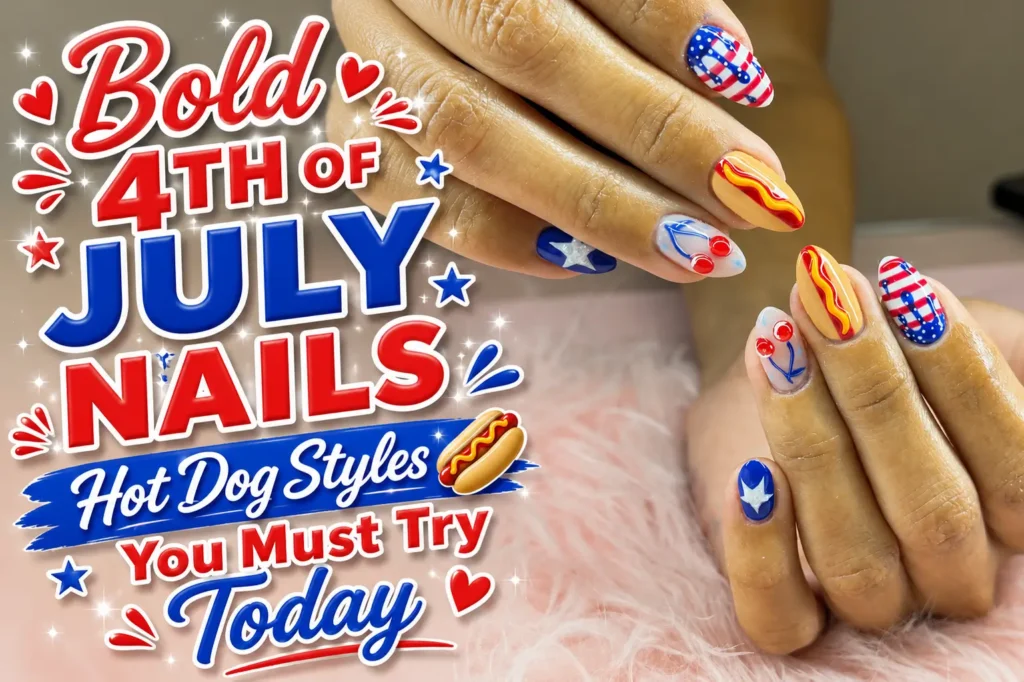 4th Of July Nails Hot Dog