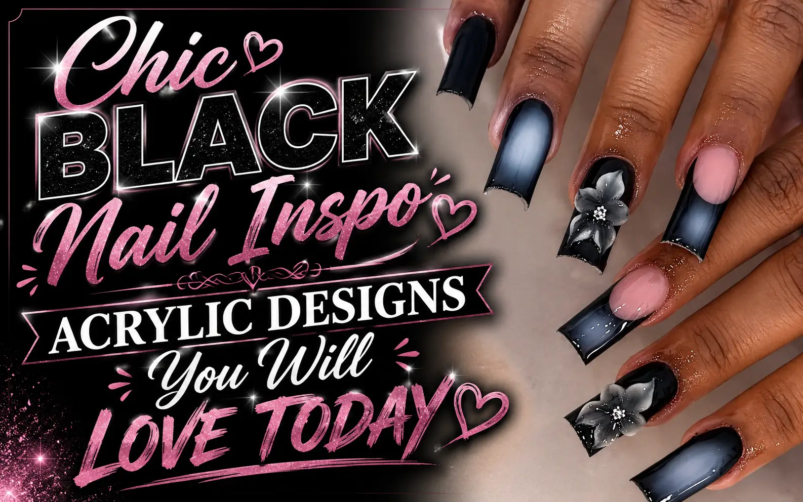 Black Nail Inspo Acrylic