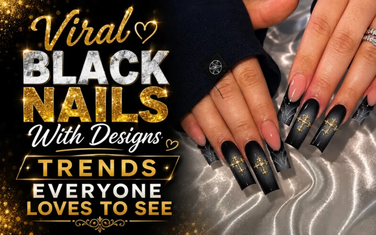 Black Nails With Designs