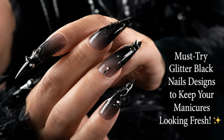 Glitter Black Nails