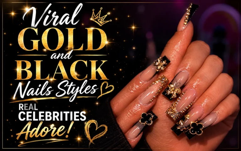 Gold and Black Nails