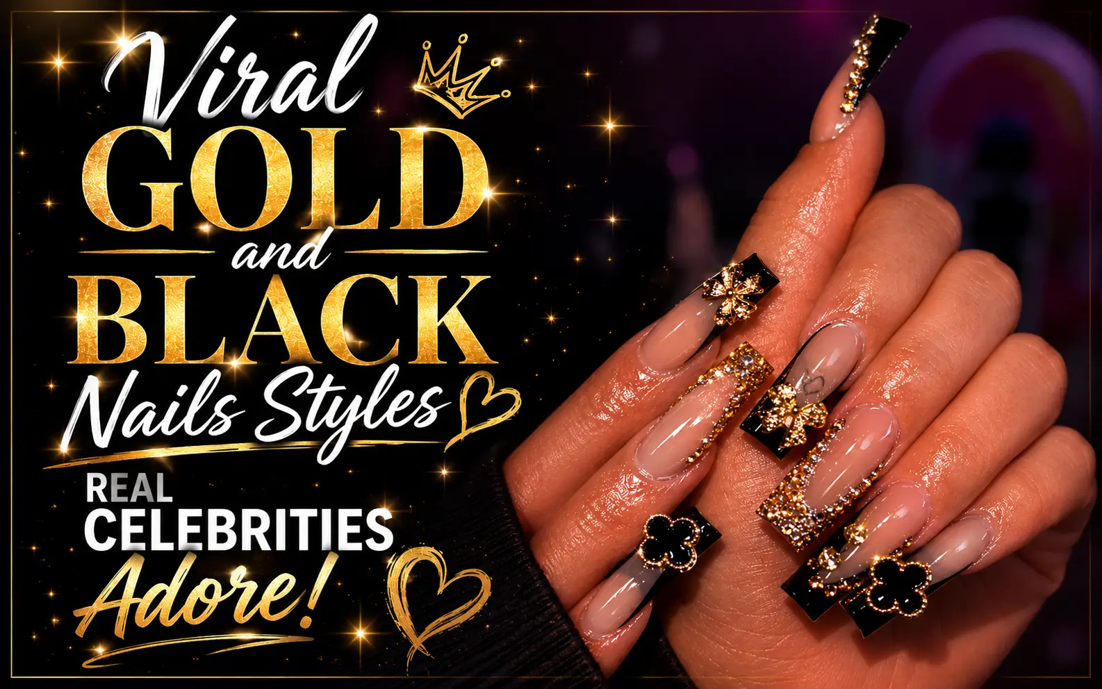 Gold and Black Nails