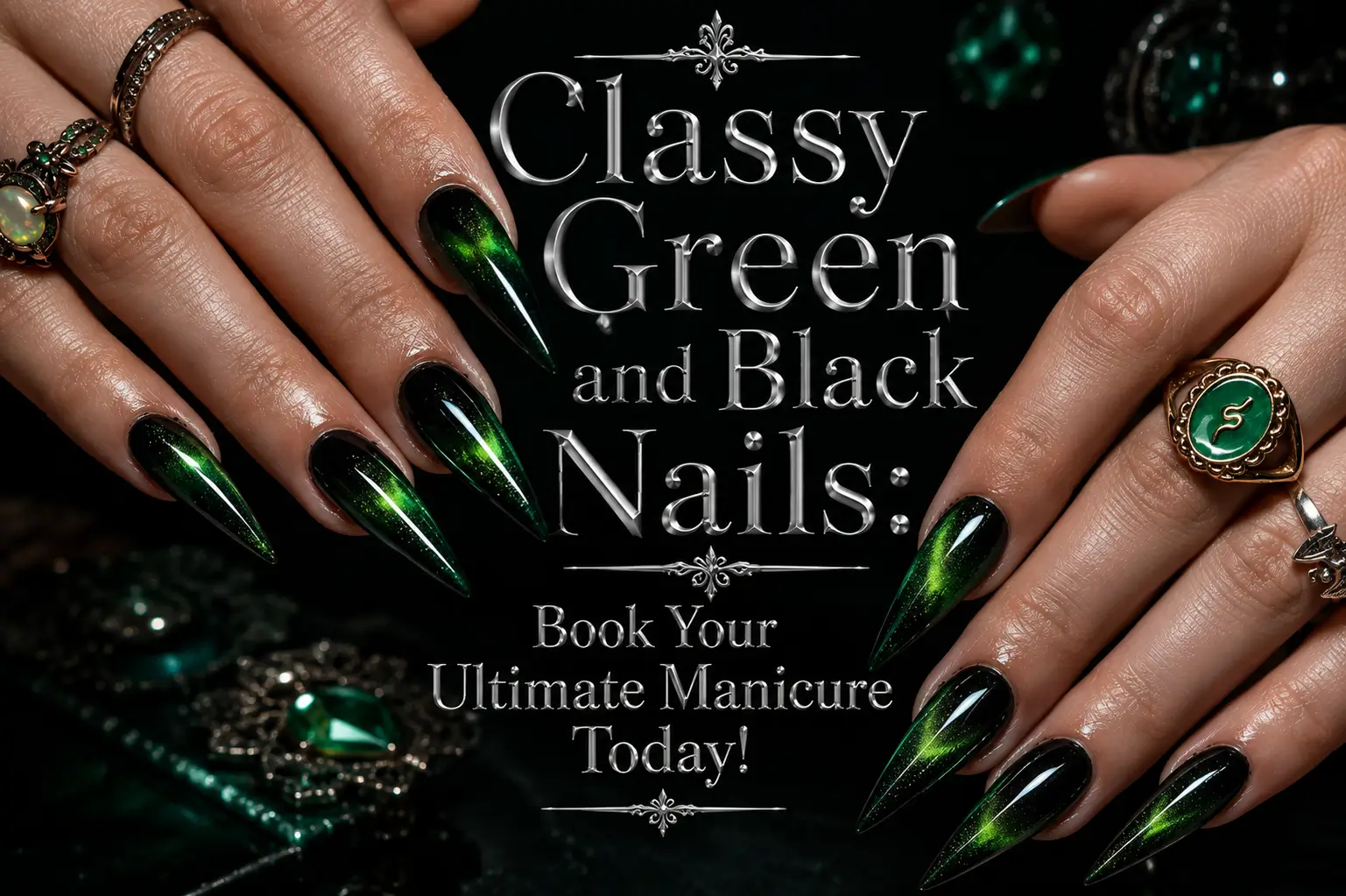 Green and Black Nails