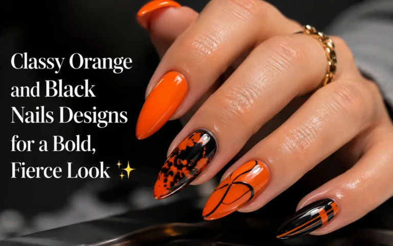 Orange and Black Nails