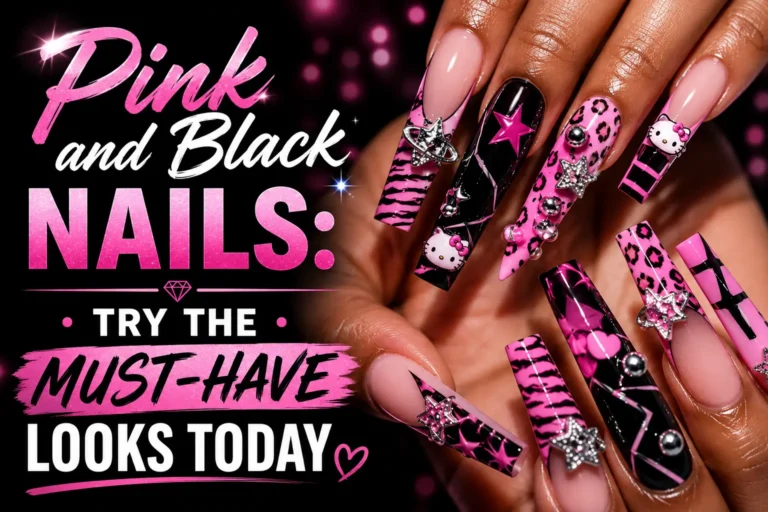 Pink and Black Nails