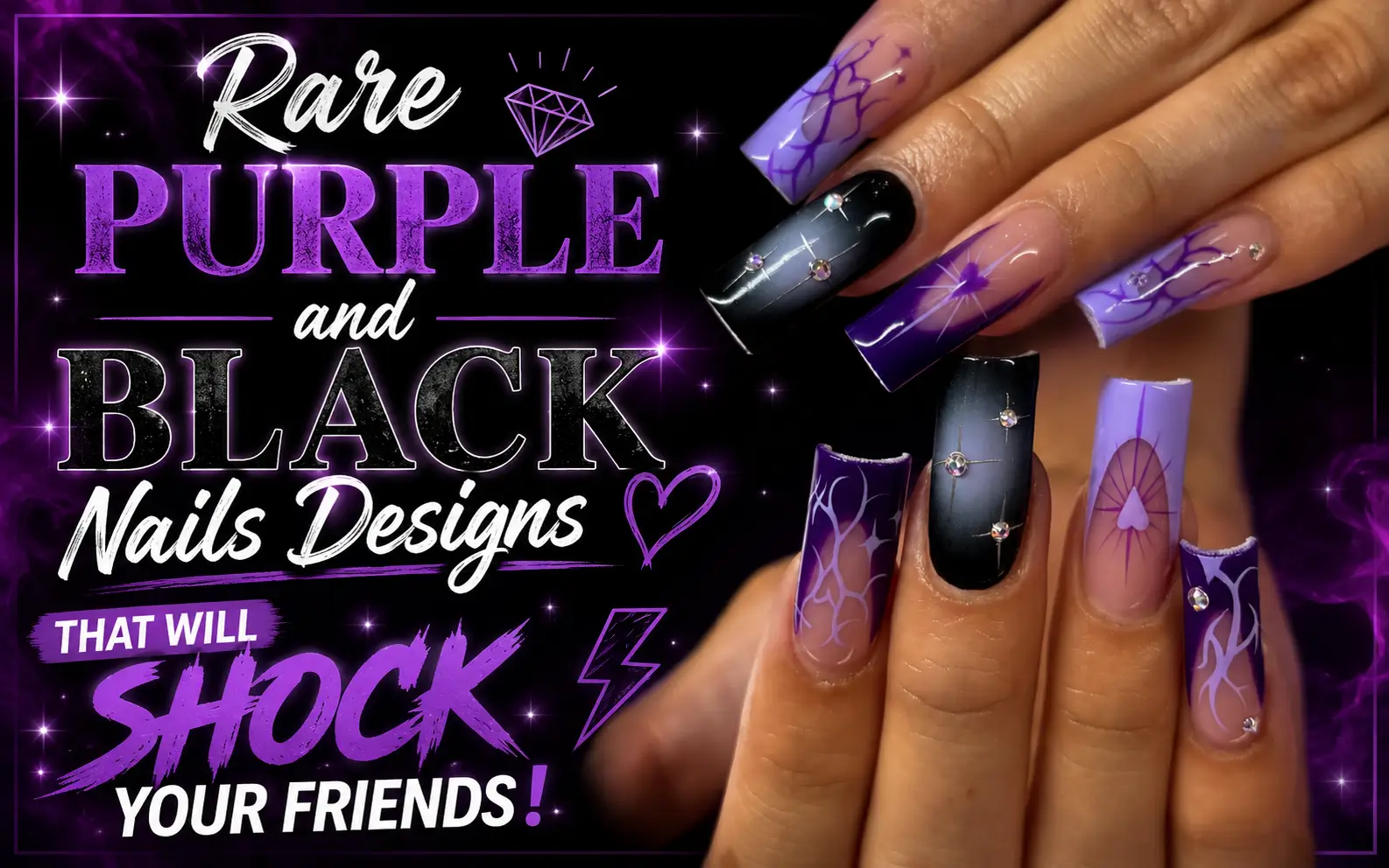 Purple and Black Nails