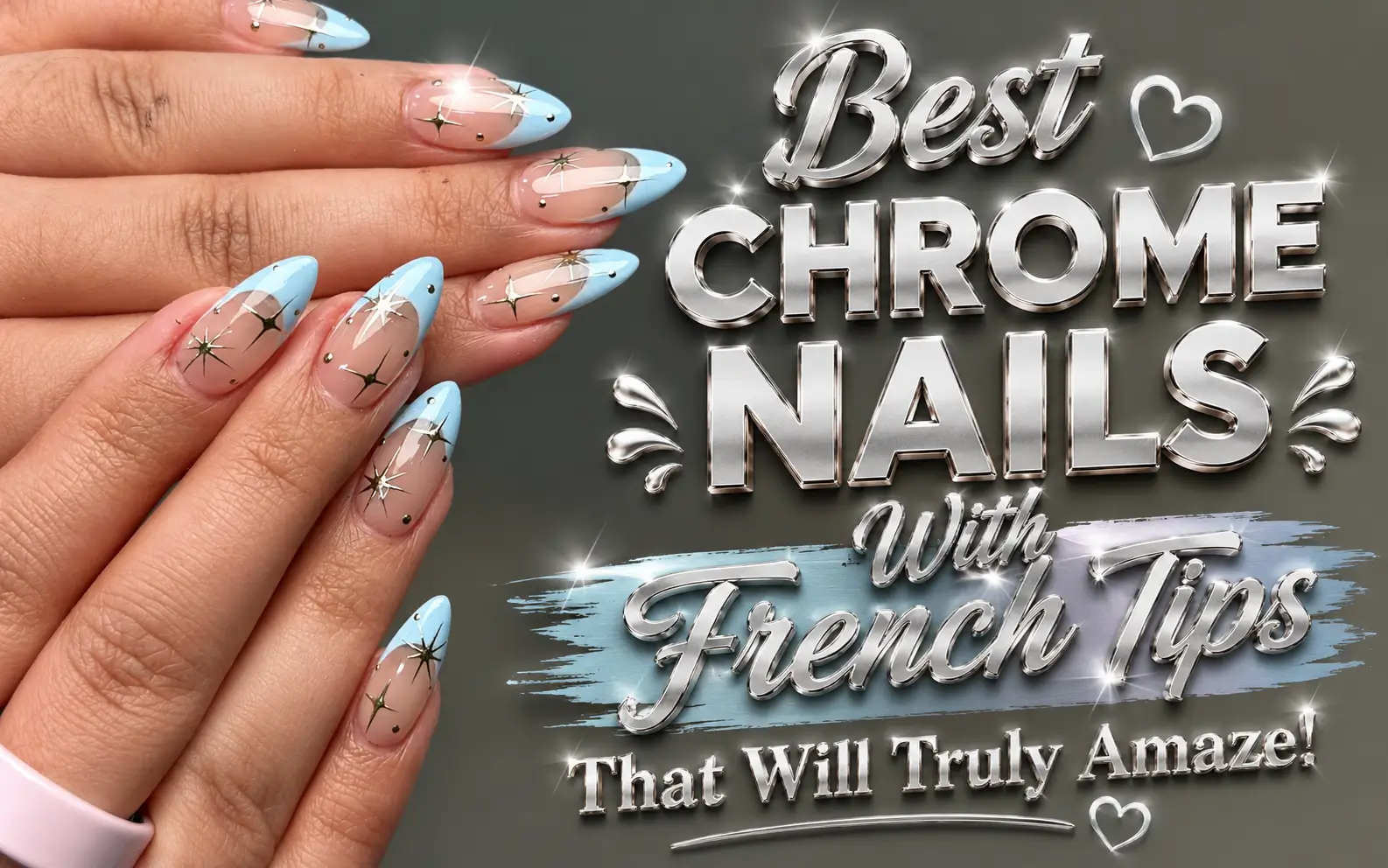 Chrome Nails with French Tips