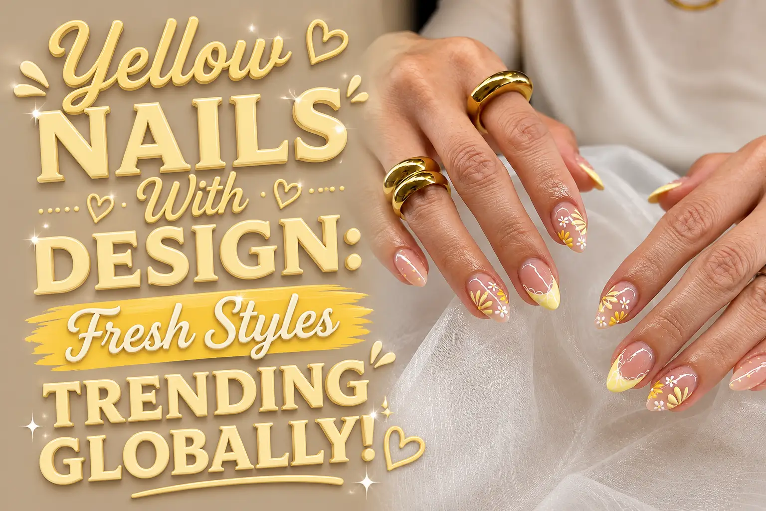 Yellow Nails With Design