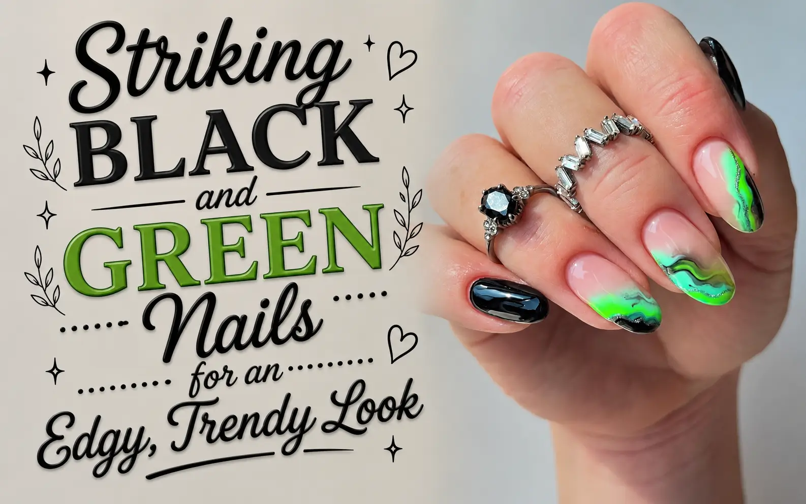 Black and Green Nails