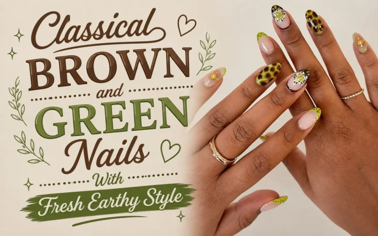 Brown and Green Nails