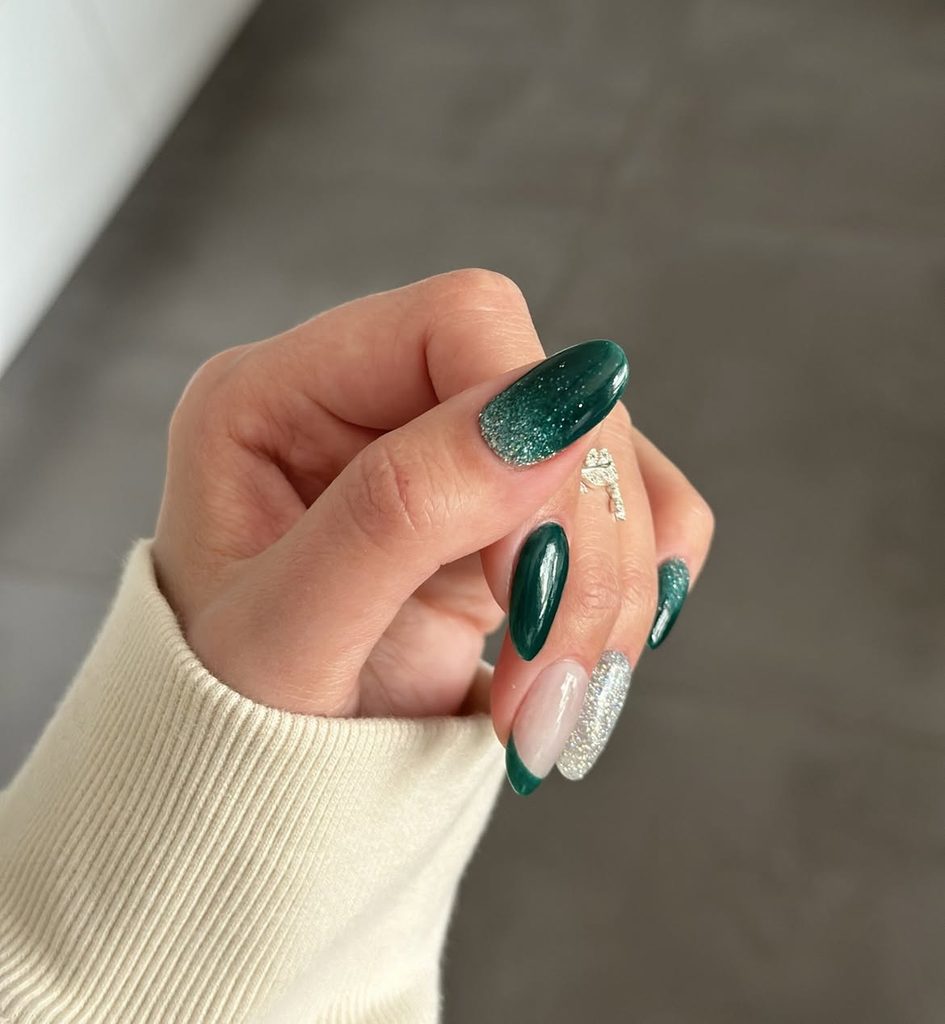 Mix Emerald Gloss With Silver Frosted Accents