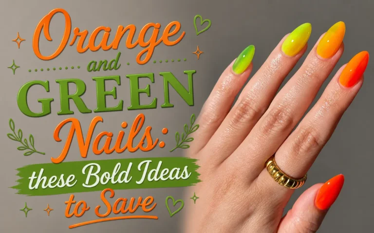 Orange and Green Nails