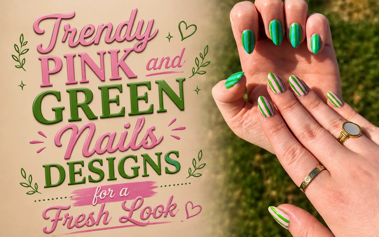Pink and Green Nails