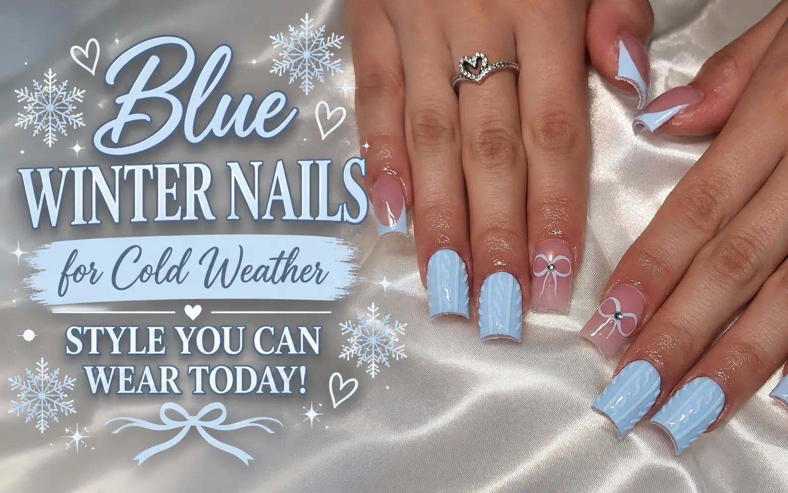 Blue Winter Nails for Cold-Weather Style