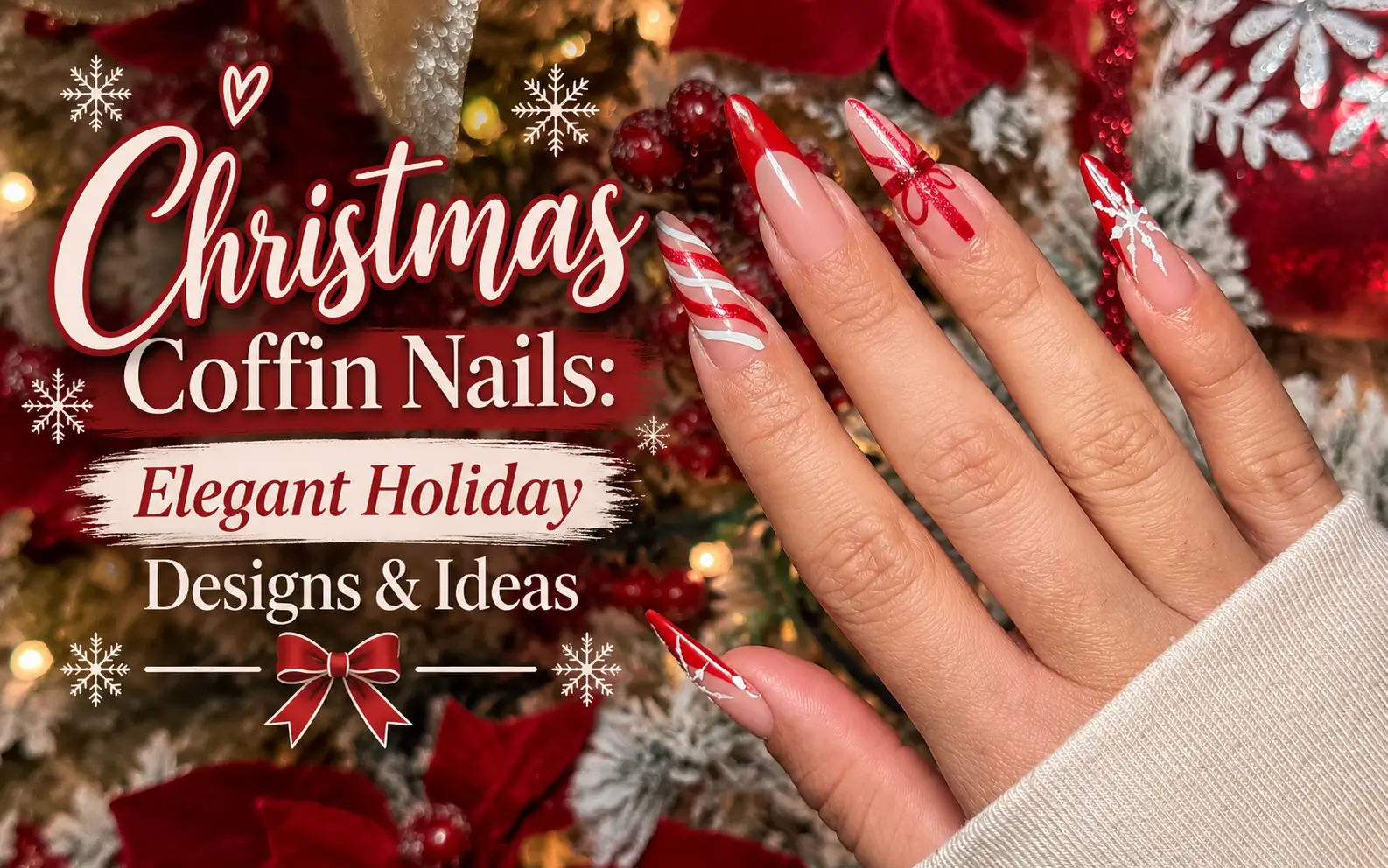 Christmas Nails for Coffin Shaped Nails