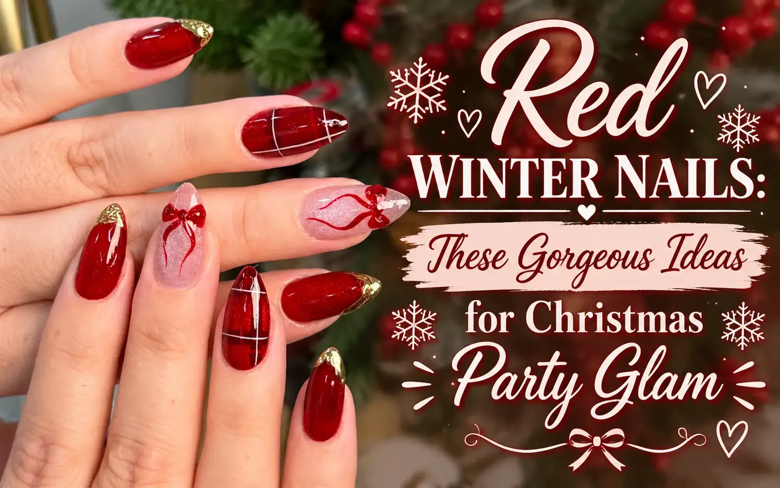 Red Winter Nails for Christmas and Holiday Parties