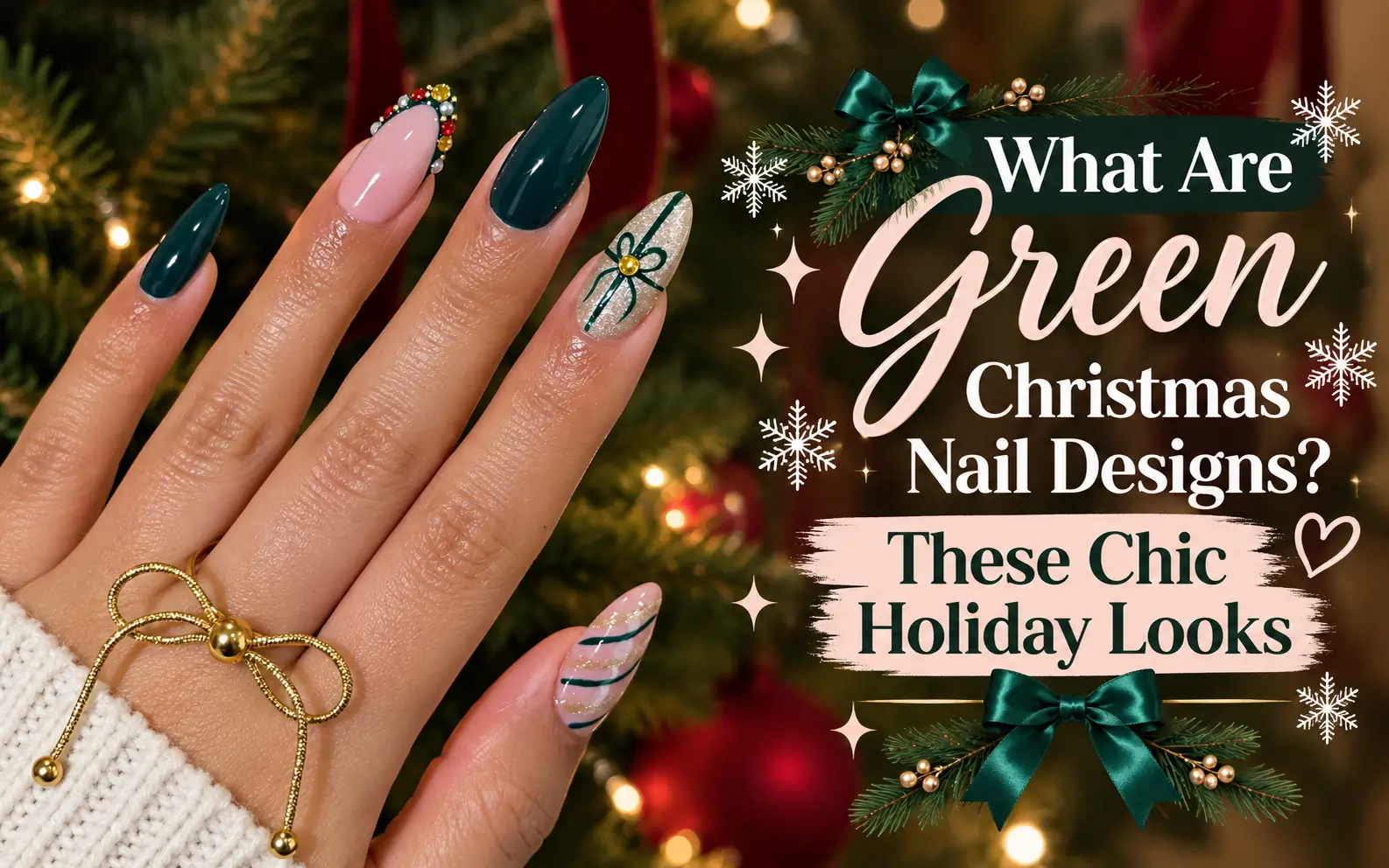 Green Christmas Nail Designs