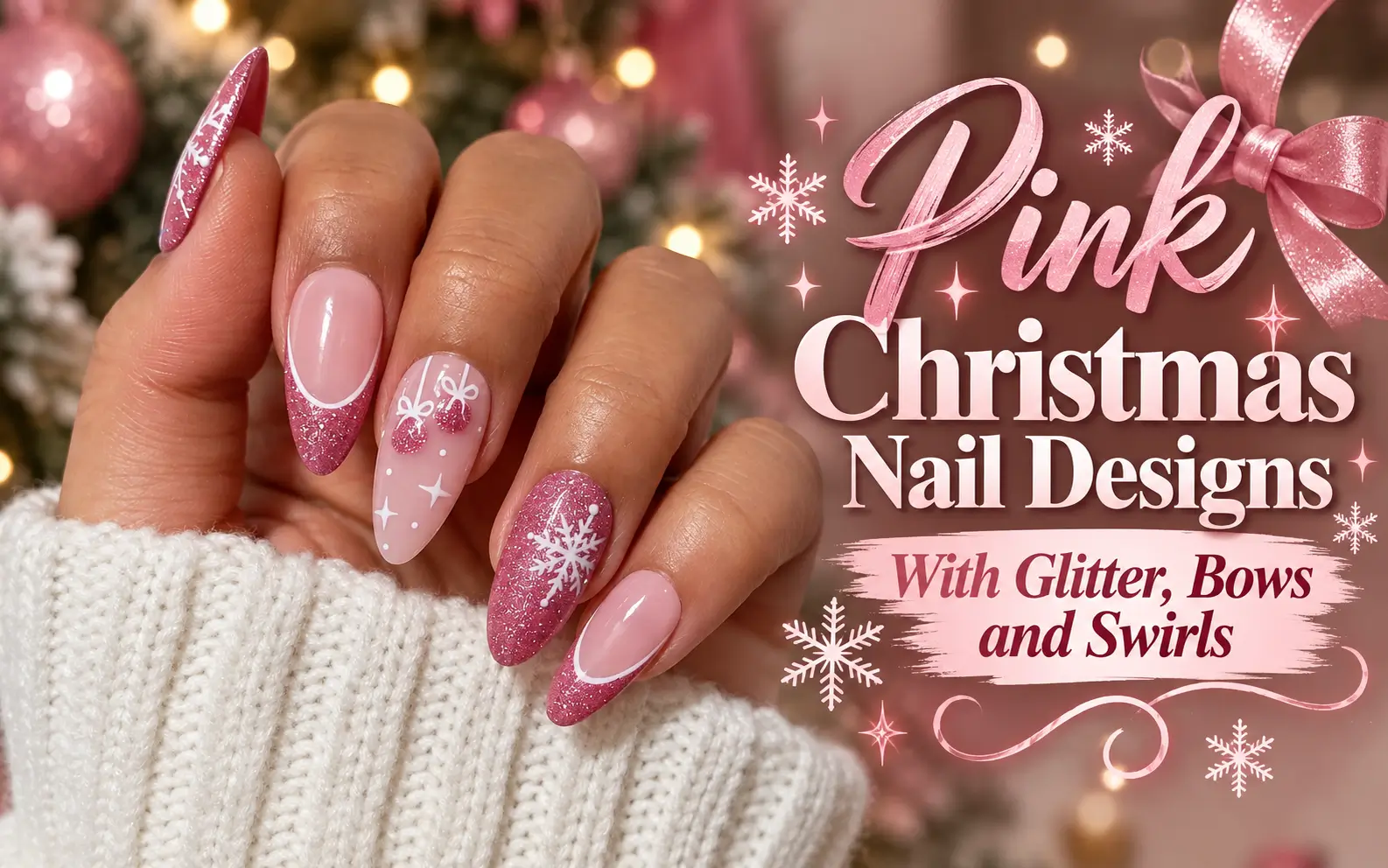 Pink Christmas Nail Designs